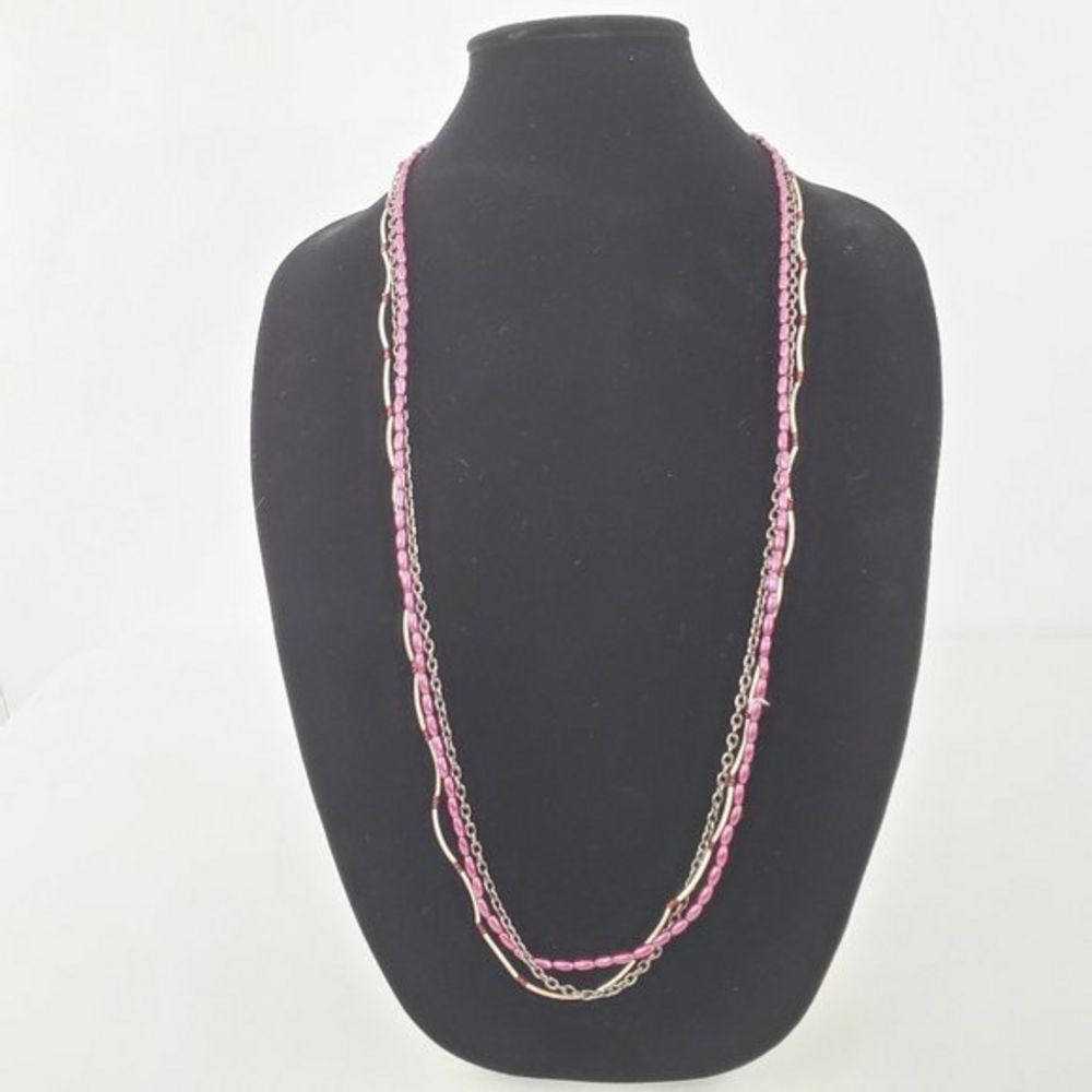 New‎ York & Co Necklace Beaded Purple Red Gray Mult